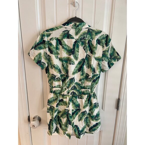 Amanda Uprichard Womens Tropical Leaf Print Micki Linen Blend Romper Size M NWT - Picture 8 of 8